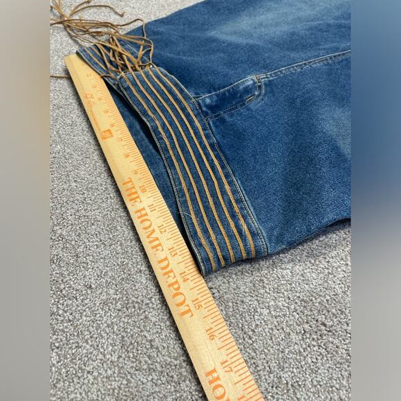 vtg Y2K 00s boho grunge western Bubblegum Long Maxi denim Skirt High Slit 5/6 - Picture 9 of 13